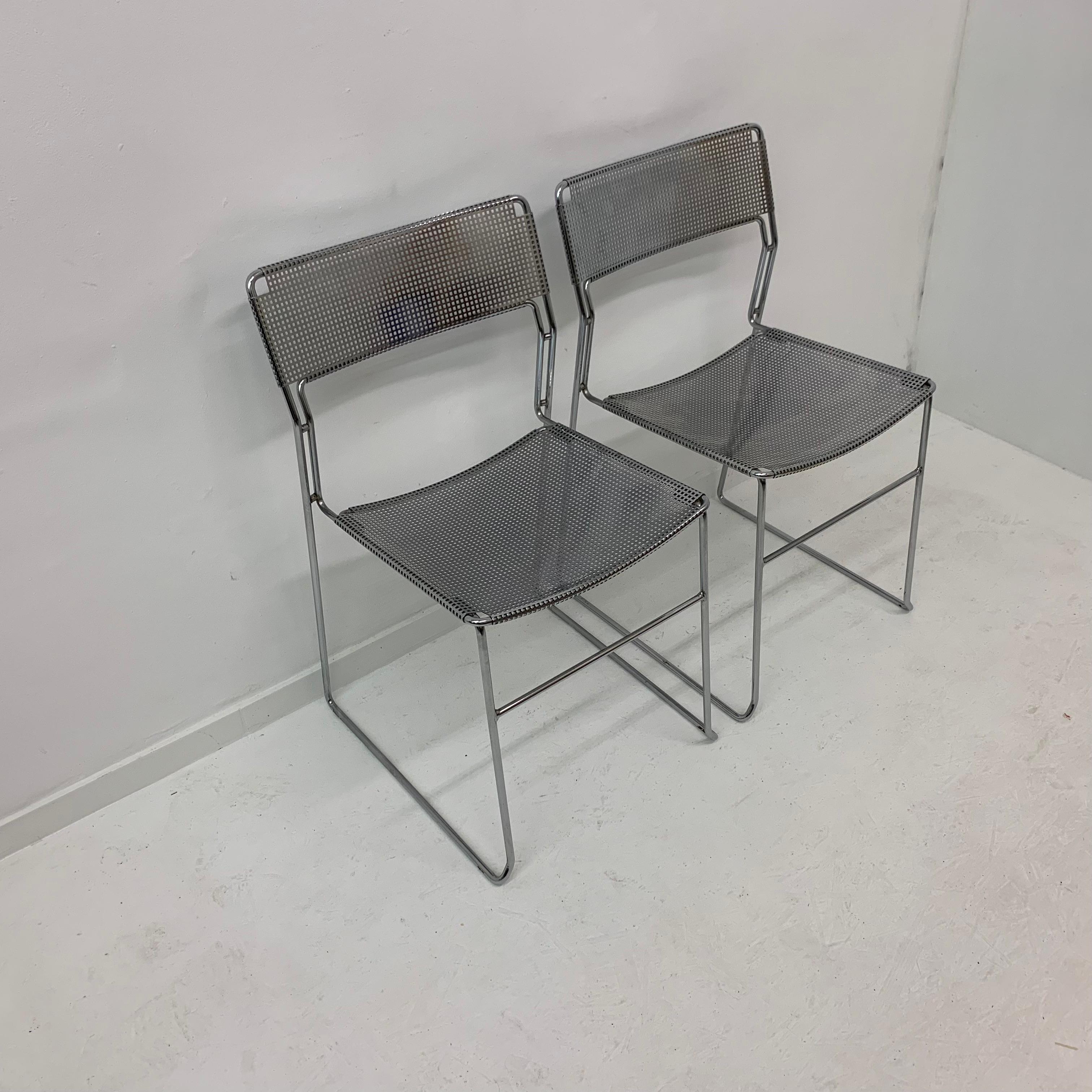 Metal Minimalist Arrben Italy Sultana stackable dining chair , 1970’s For Sale