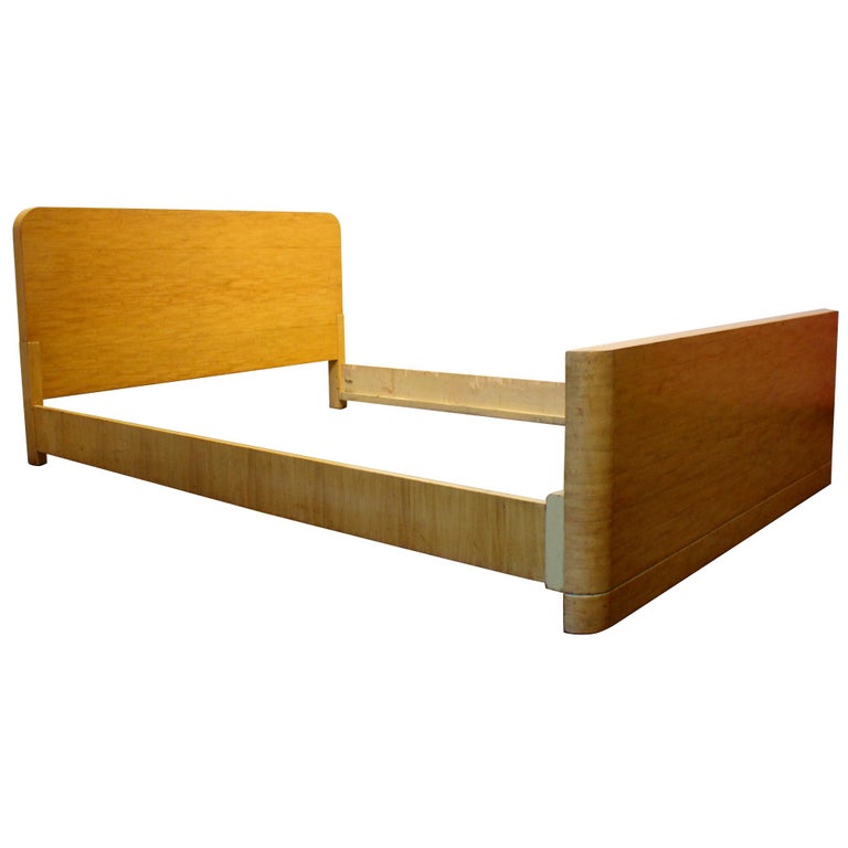 Minimalist Art Deco MidCentury Modern Maple Wood Full Size Bed Frame