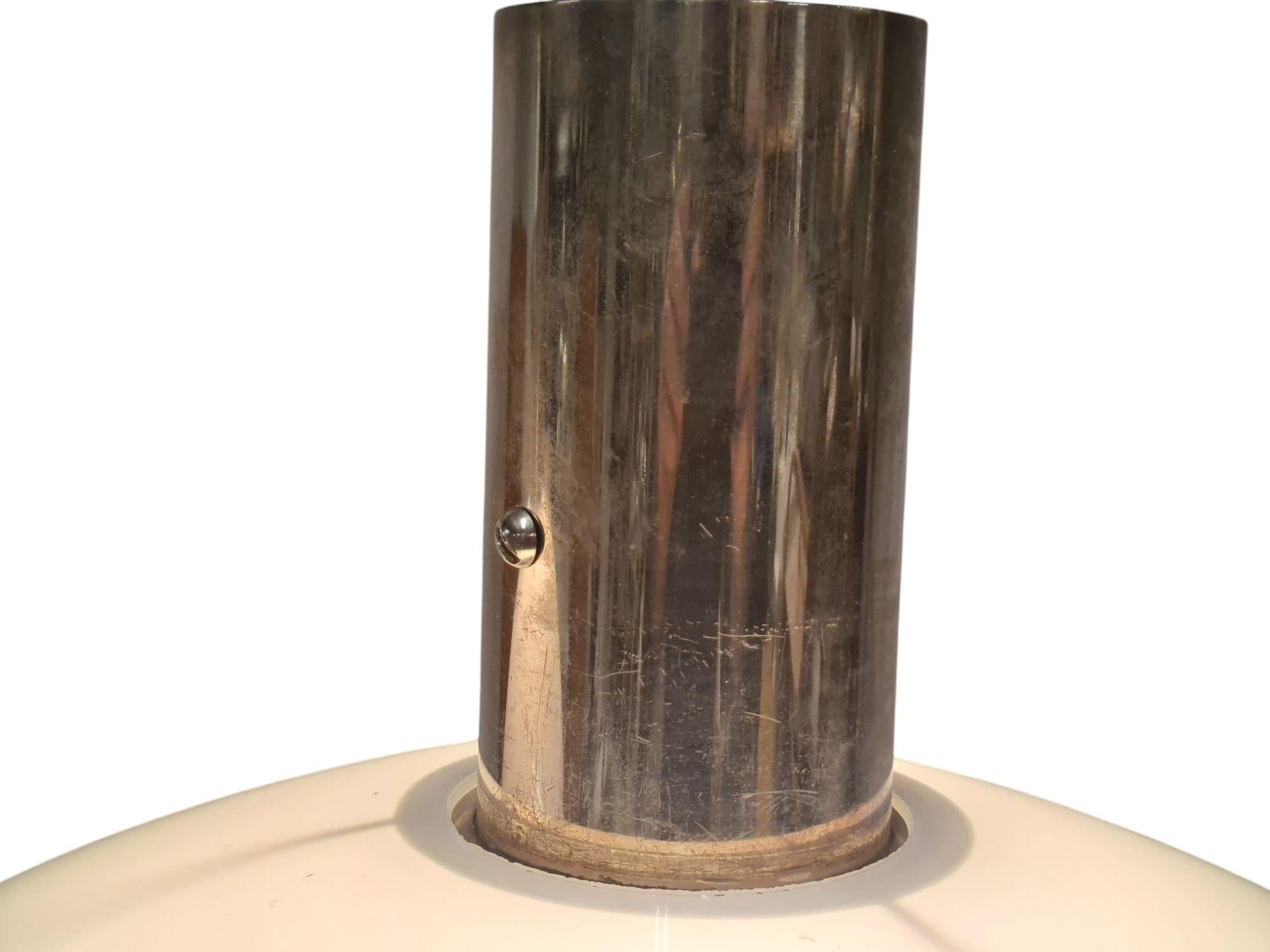 Minimalist Art Deco Paavo Tynell Pendants, Chrome & Opaline Glass, Taito 1930s For Sale 6