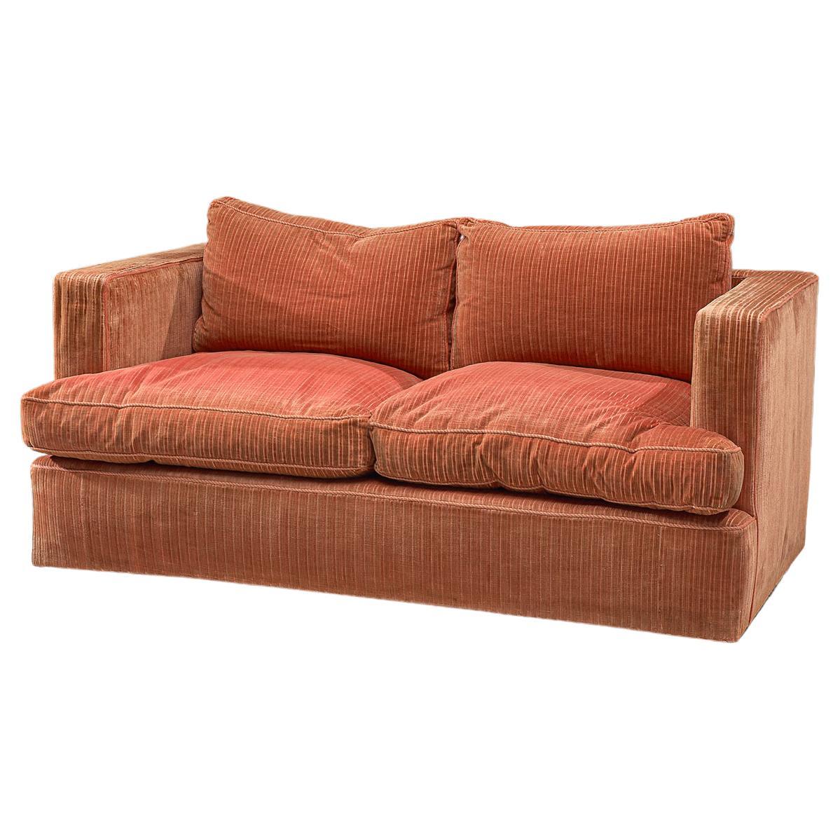 Italian Sofa in Peach Corduroy Velvet 