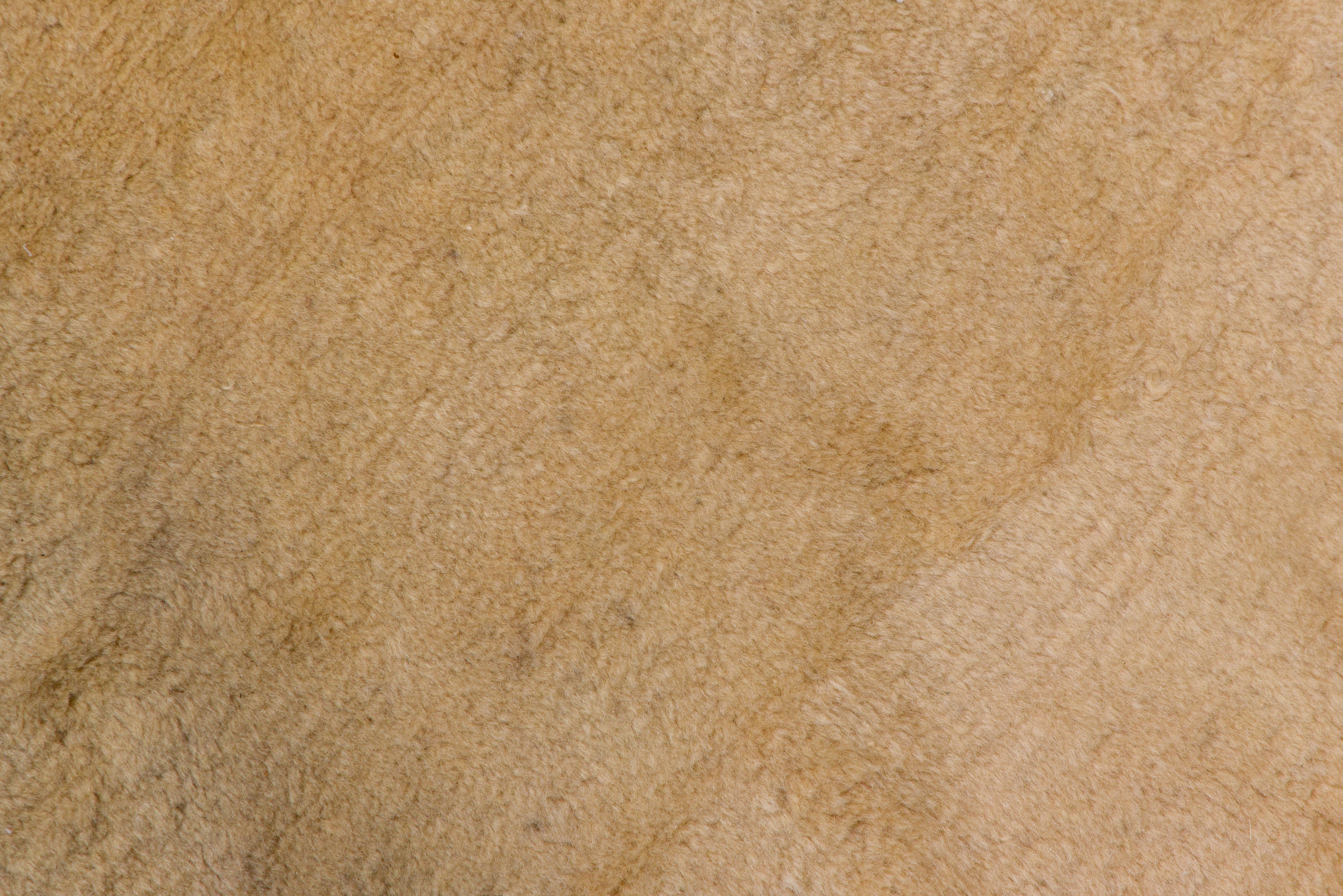 Minimalistischer Art-Déco-Wollteppich:: sandfarbenes Feld (Handgeknüpft) im Angebot