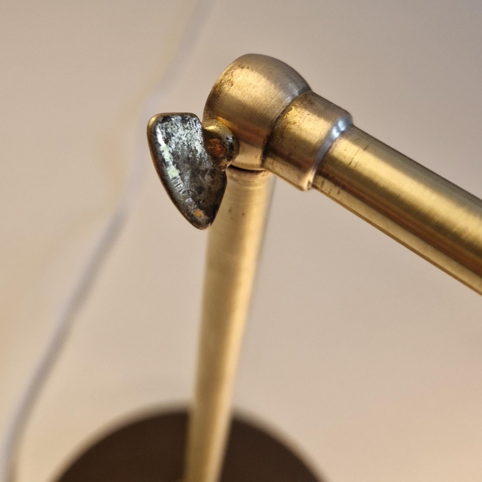 Minimalist articulated brass desk lamp, Italy 1950s 1