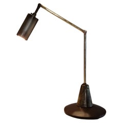 Minimalist articulated brass desk lamp, Italy 1950s