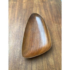 Mid-Century Modern Asymmetric Teak Bowl, Vintage Design, 1960s, Brown