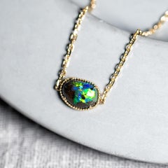 Minimalist Australian Boulder Opal Bracelet in 14K Yellow Gold