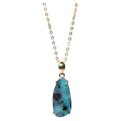 Collana minimalista di opale australiano Boulder in oro giallo 14 carati