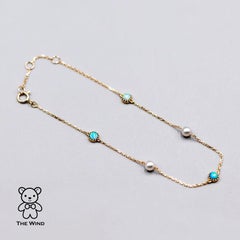 Minimalist Australian Solid Opal & Pearl Bracelet 18k Yellow Gold