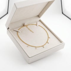 0.18ct Baguette Diamond Minimalist 14K Yellow Gold Link Necklace