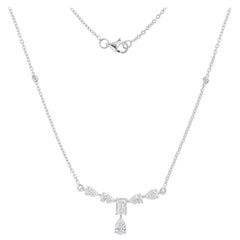 Minimalistische Baguette-Birne-Diamant-Cluster-Kette Halskette 14 Karat Weißgold