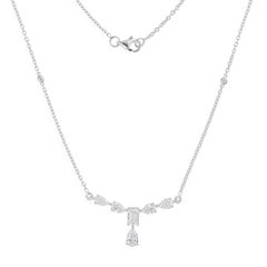 Minimalistische Baguette-Birne-Diamant-Cluster-Kette Halskette 18 Karat Weißgold