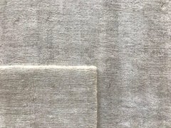 Tapis minimaliste en soie de bambou beige massif tissé à la main de 10'x14' Taille de livraison rapide