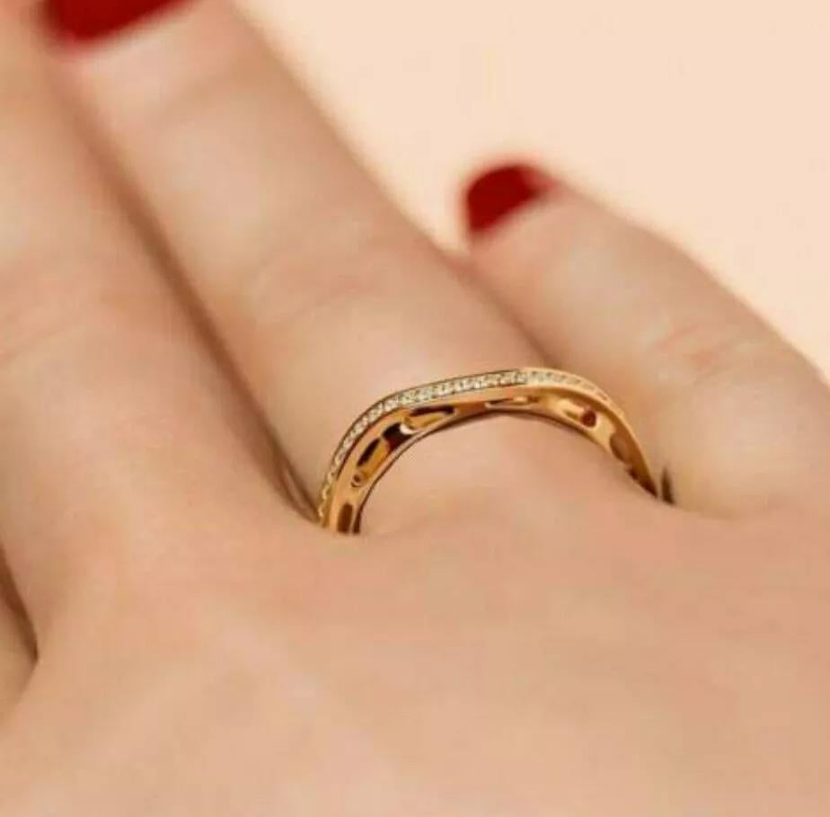 14K Solid Yellow Gold Minimalist Ring Band Handmade Ring For Women Gift For Wife
Diamond Weight: 0.29 cts Approx.
Light weight can be worn everyday

Additional information:
Condition: : New without tags: A brand-new, unused, and unworn item