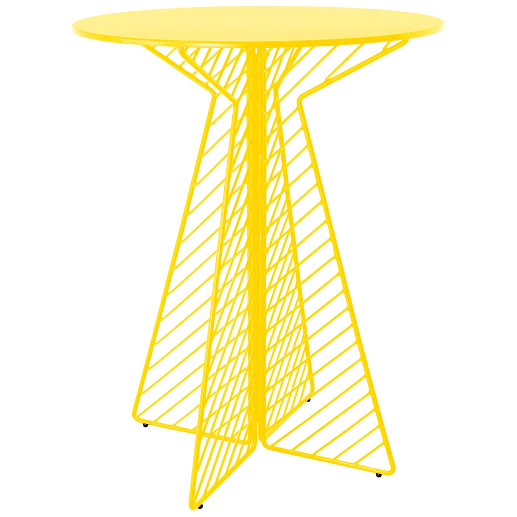 Minimalist Bar Table, Flat Pack Wire Cafe Bar Table in Yellow by Bend Goods