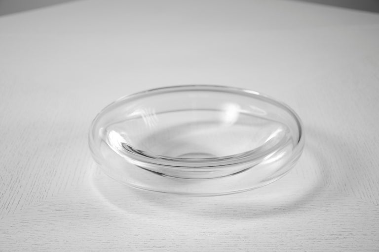 Italian Minimalist Barbini Murano Glass Bowl Hand Signed For Sale