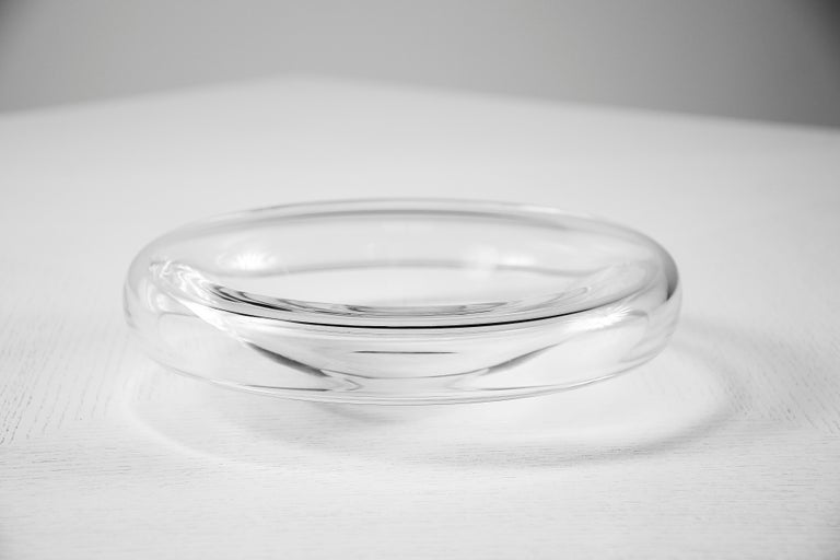 Mid-20th Century Minimalist Barbini Murano Glass Bowl Hand Signed For Sale