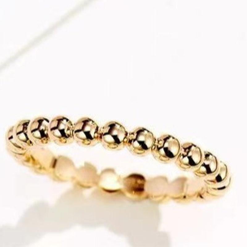 For Sale:  Minimalist Beaded 14K Gold Stacking Ring 3