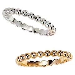 Minimalist Beaded 14K Gold Stacking Ring