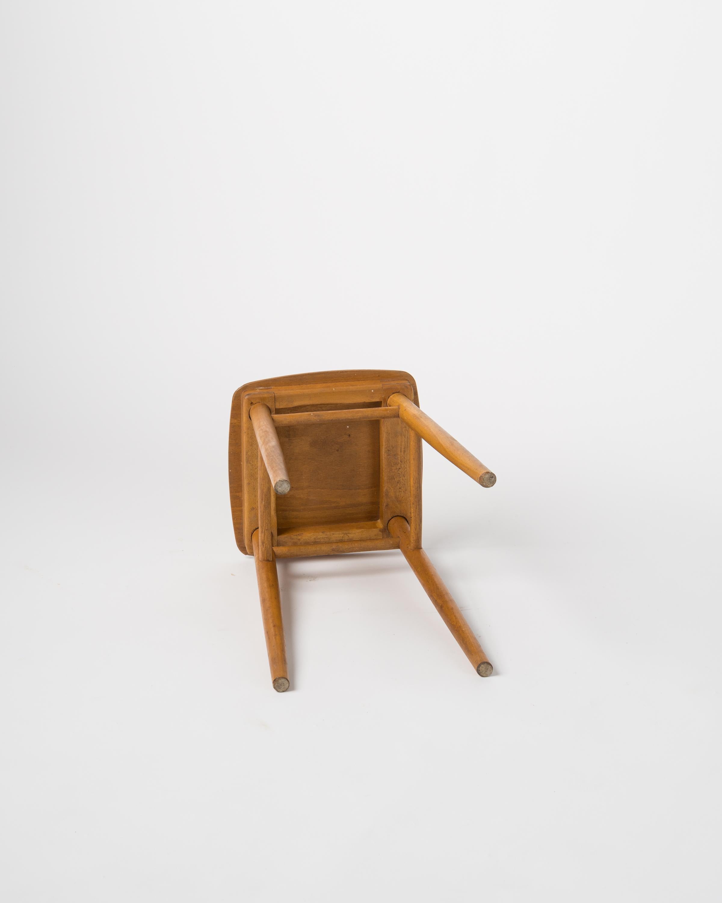 Minimalist Beech Wood Stool, France, 1960's In Fair Condition For Sale In New York, NY