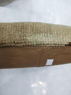 Minimalist Beige Brown Vintage Turkish Oushak Rug Pillow