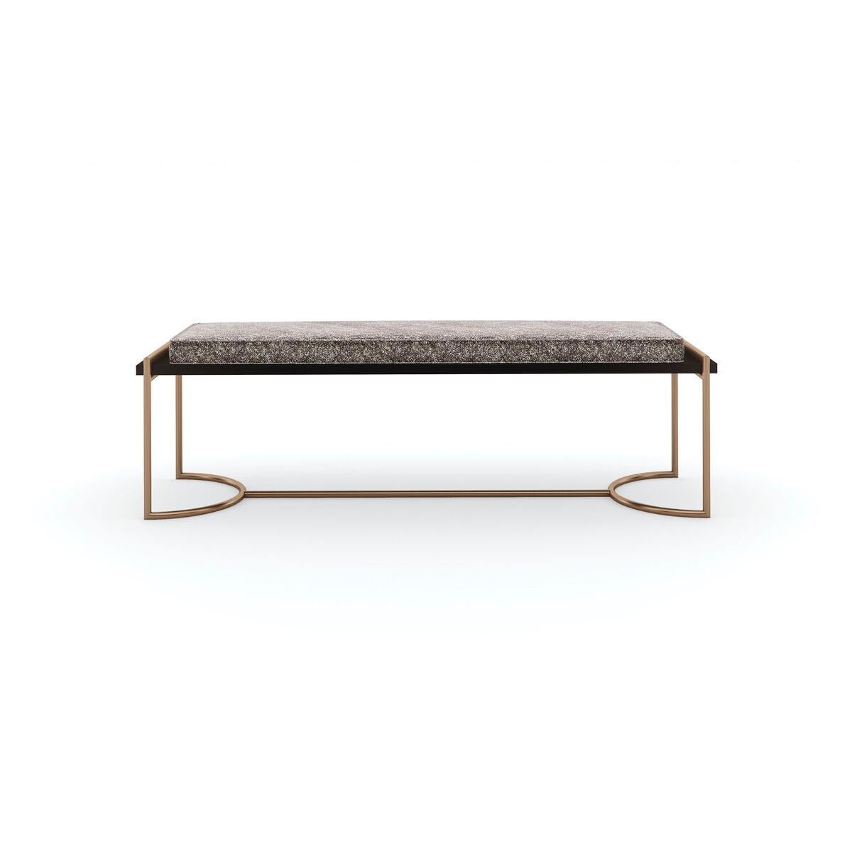 Simply sophisticated, this contemporary take on the end-of-bed bench introduces a European-inspired design to bedroom suites and dressing areas.

Minimal embellishment and clean lines emphasize its refined use of materials: a textural velvet-covered