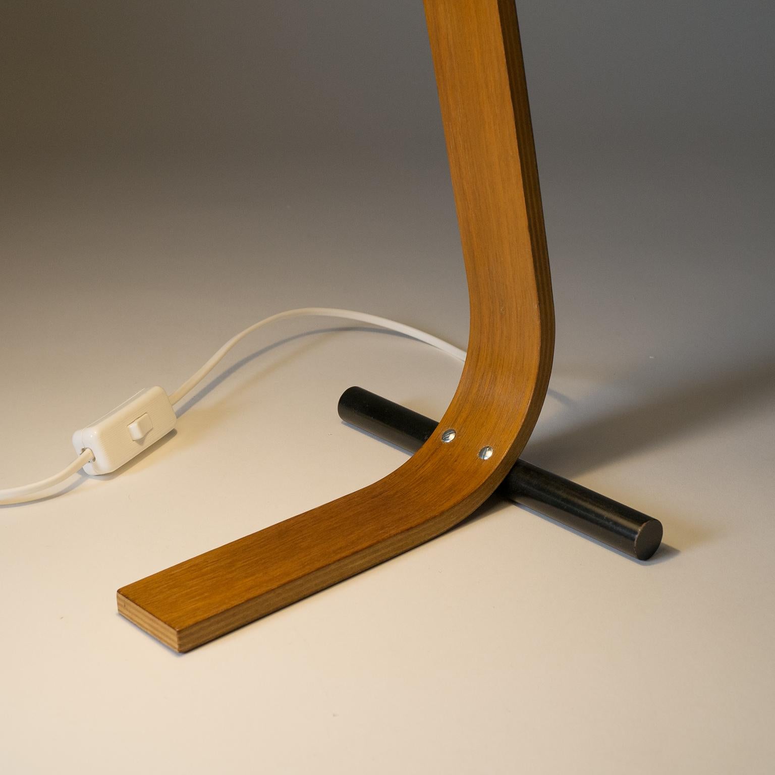 German Minimalist Bent Wood Table Lamp, 1960s For Sale