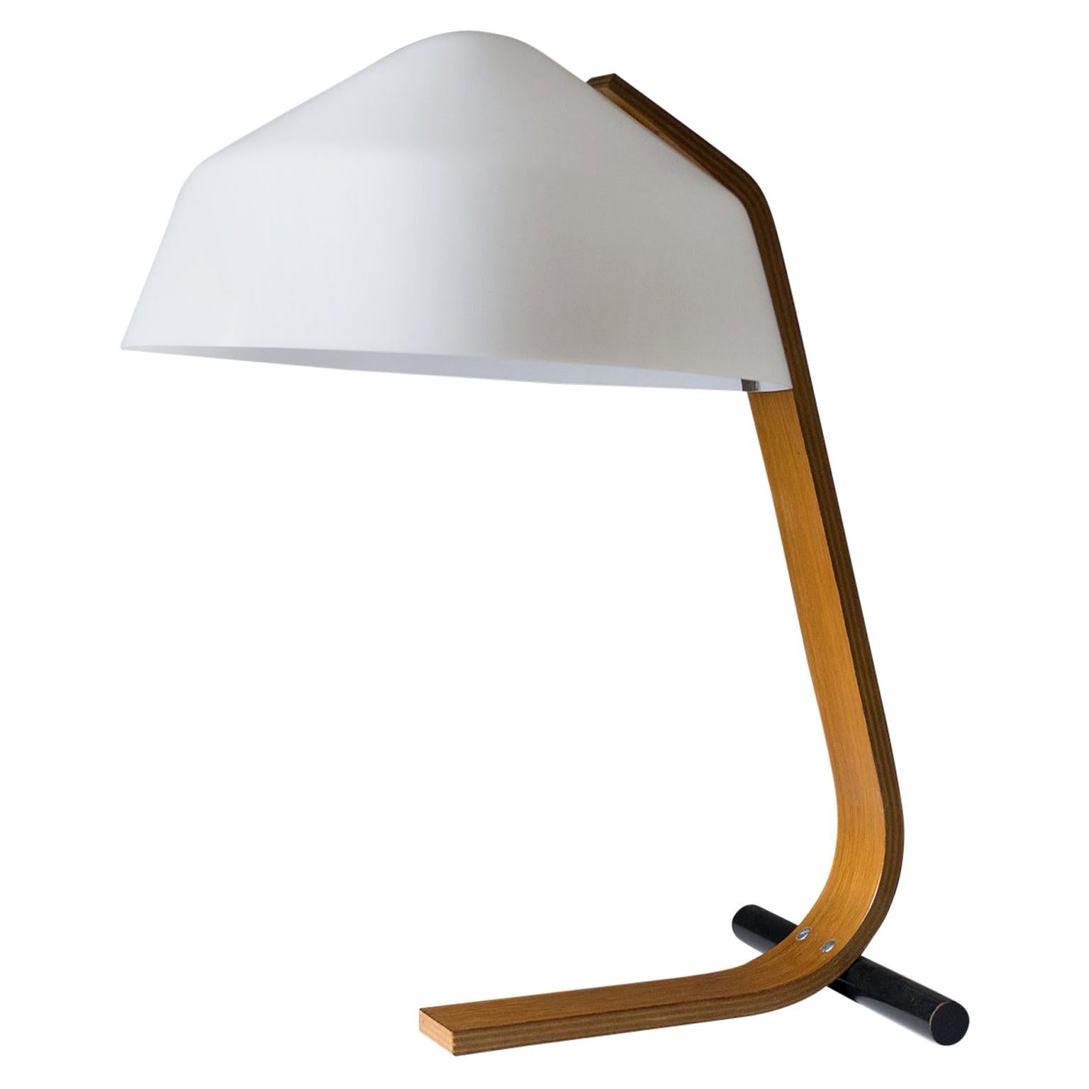 Lampe de bureau minimaliste en bois courbé, années 1960