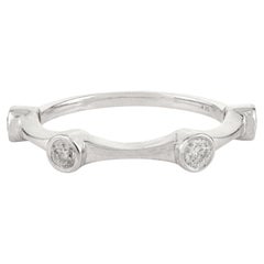 Minimalist Bezel-Set Diamond Stackable Band Ring in 14k White Gold for Women