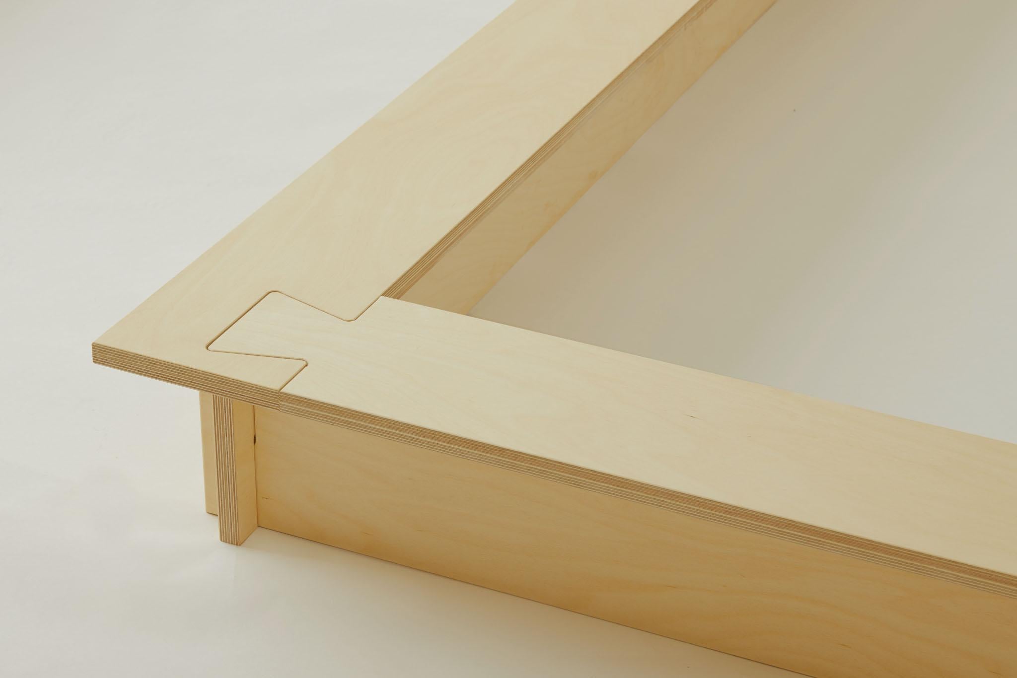American Minimalist Birch Dovetail Bed, Judd Style - by The Future is Flat For Sale