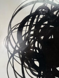 Minimalist Black and White Abstract Painting by Wolf Haxton "Scribles II"