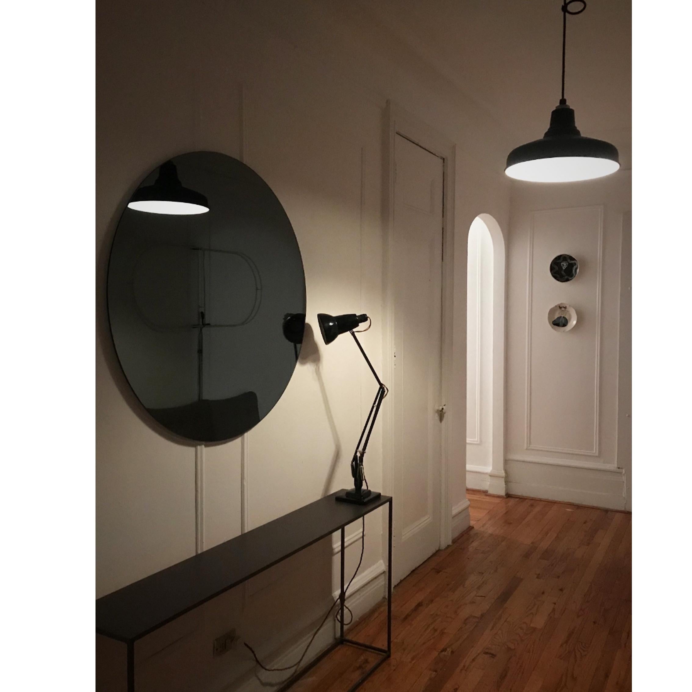 Orbis Black Tinted Round Frameless Contemporary Mirror, Small For Sale 2