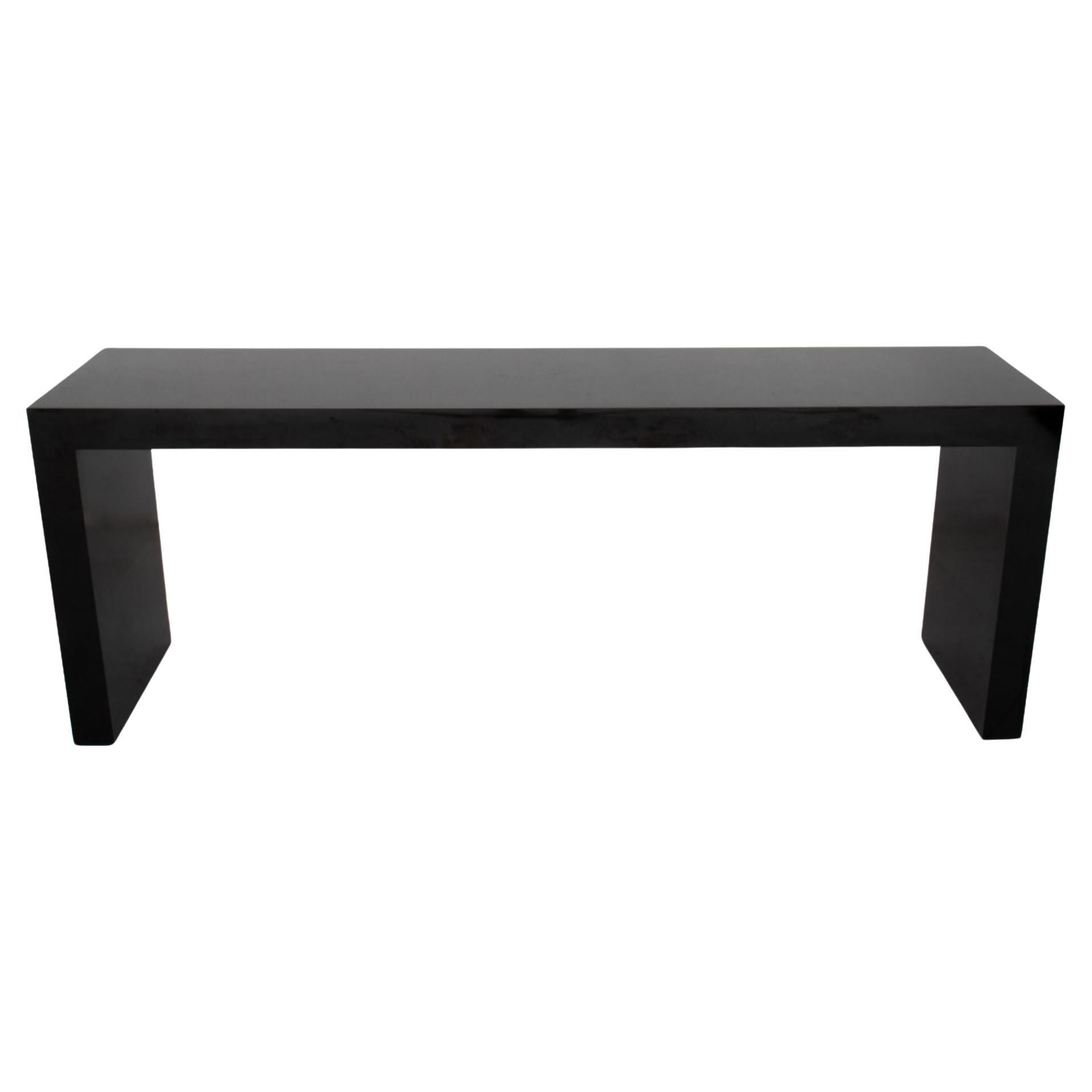 Minimalist Black Lacquer Console Table For Sale