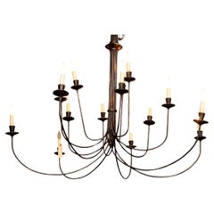 Minimalist Black Metal 16 Light Chandelier
