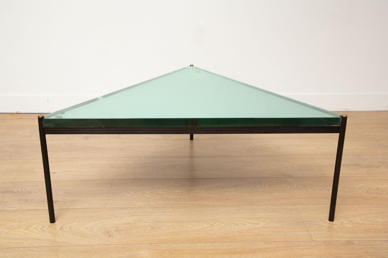 Minimalist Black Metal and Thick Glass Coffee Table, Italy 1970 3