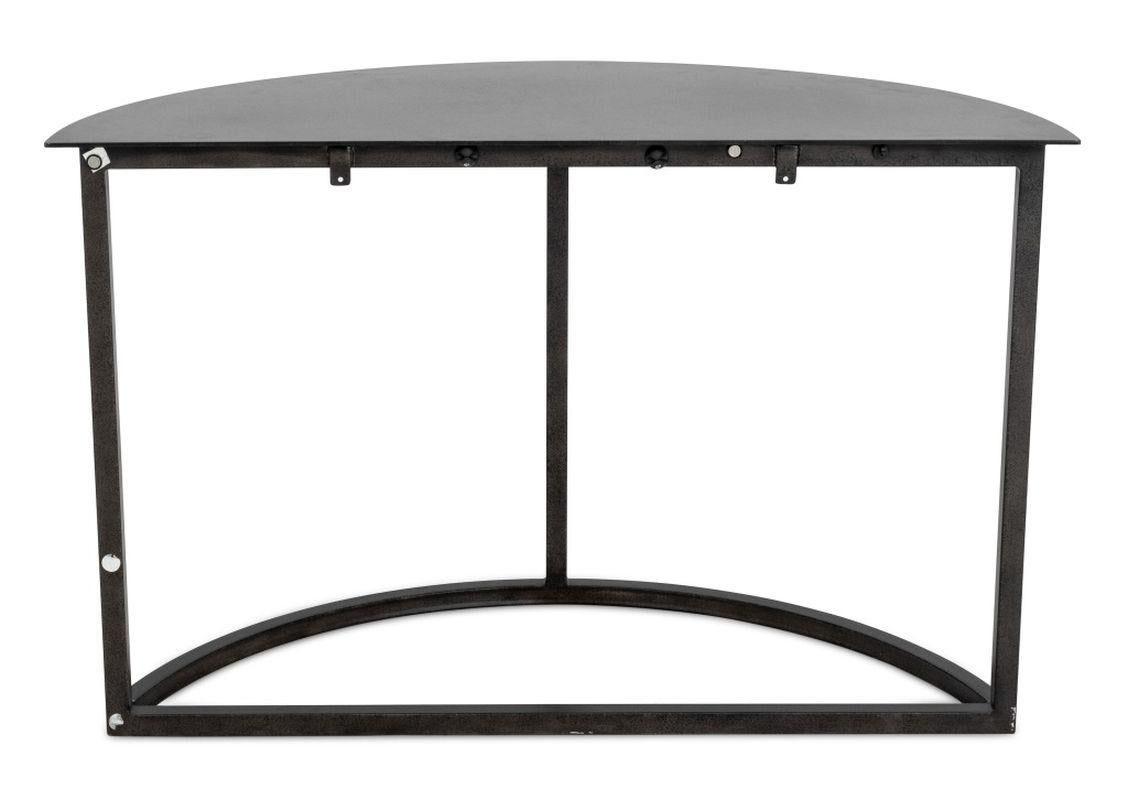 Contemporary Minimalist Black Metal Demilune Tables, Pair For Sale
