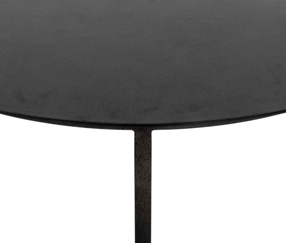Minimalist Black Metal Demilune Tables, Pair For Sale 2