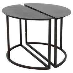 Minimalistische schwarze Metall-Demilune-Tische, Paar