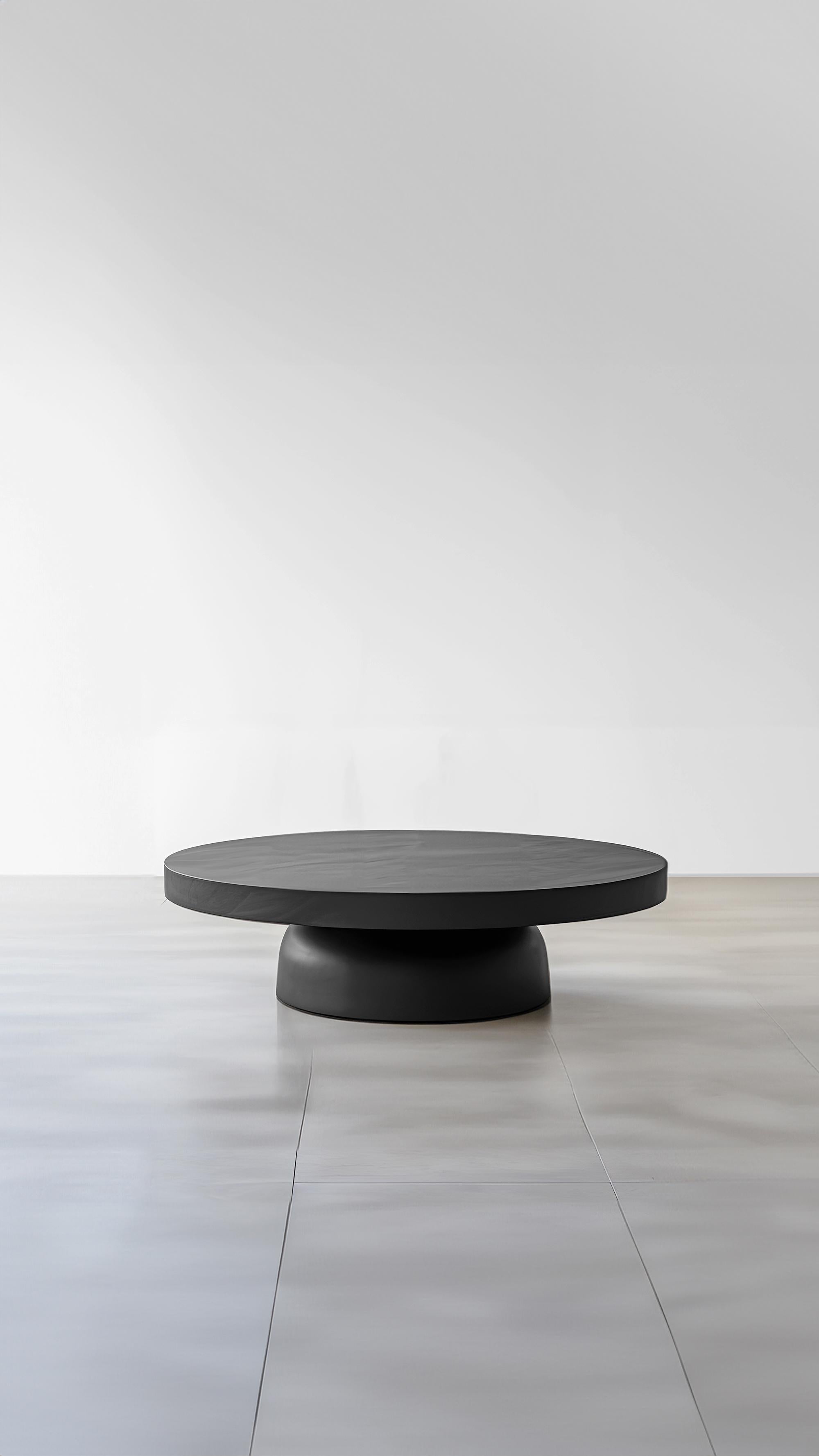 Hardwood Minimalist Black Round Coffee Table - Sleek Fundamenta 31 by NONO For Sale