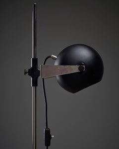 Minimalist Black Sphere Adjustable Floor Lamp with Chrome Stem, 1960s