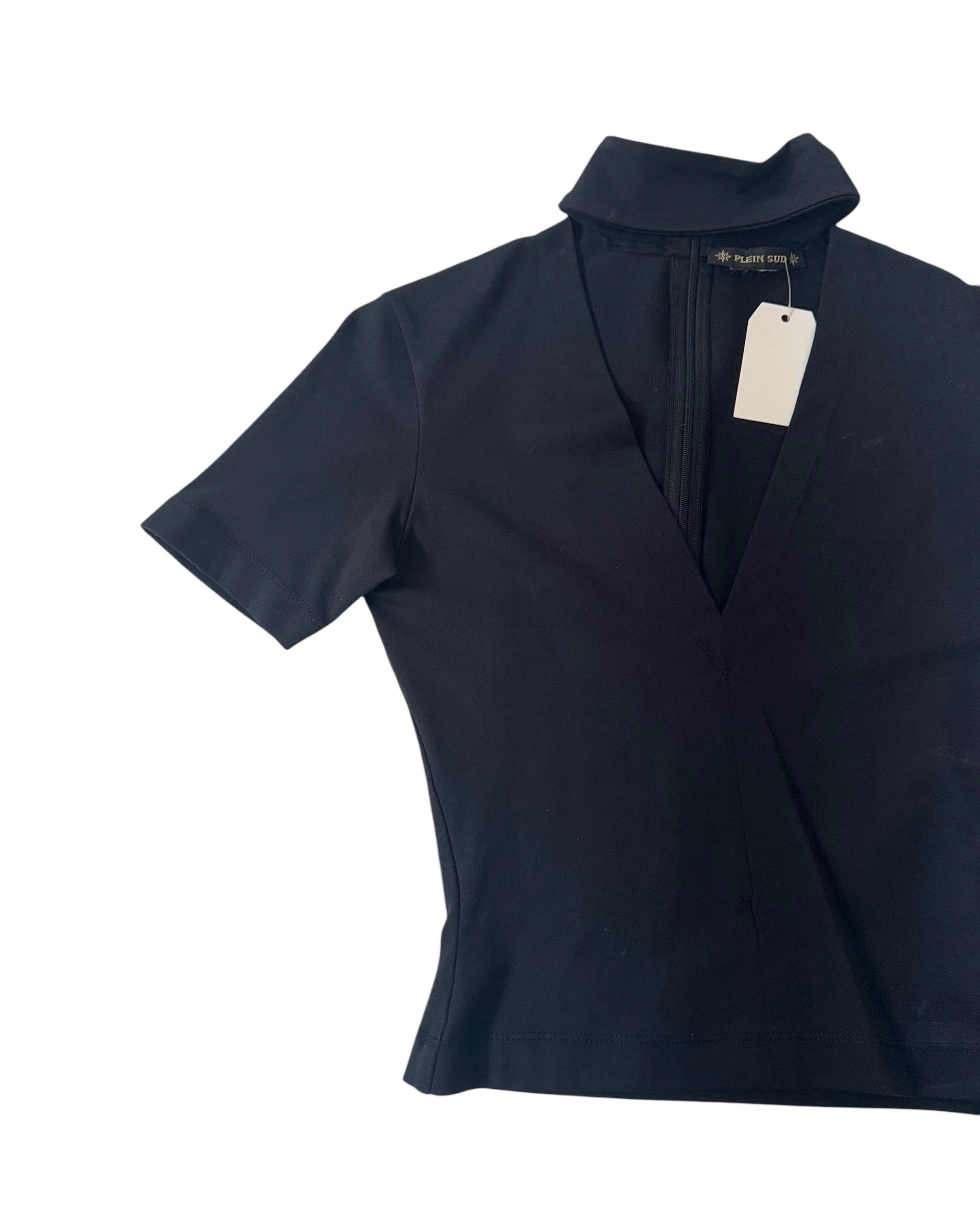 Minimalist Black Stretch Top by Plein Sud - No import duty: we pay for it! For Sale 1
