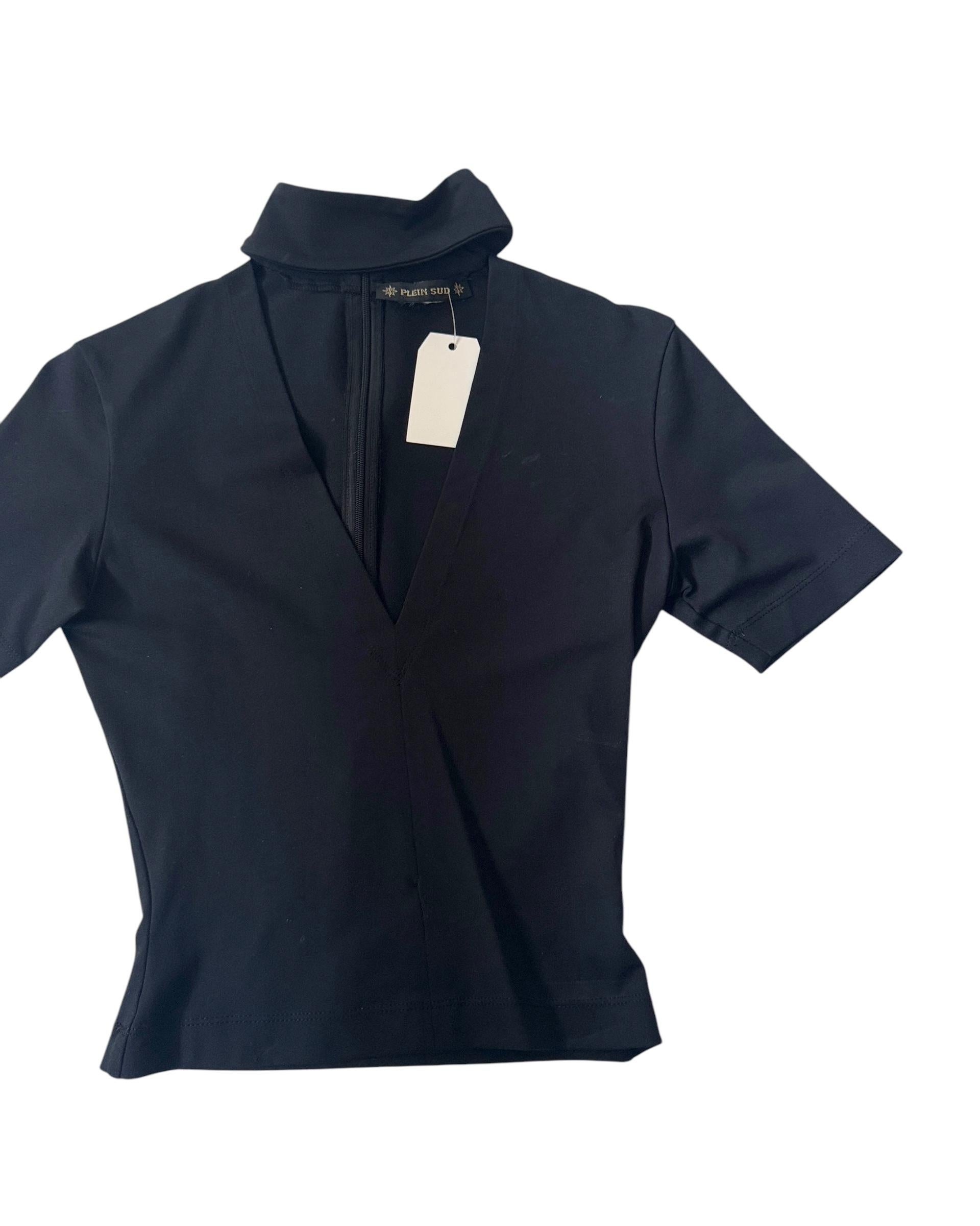 Minimalist Black Stretch Top by Plein Sud - No import duty: we pay for it! For Sale 2