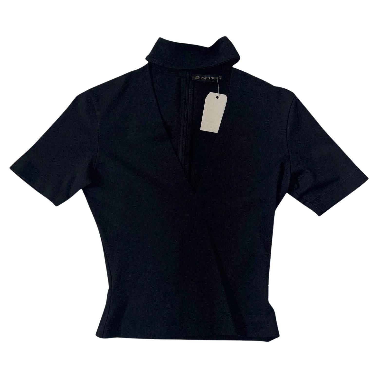 Minimalist Black Stretch Top by Plein Sud - No import duty: we pay for it! For Sale