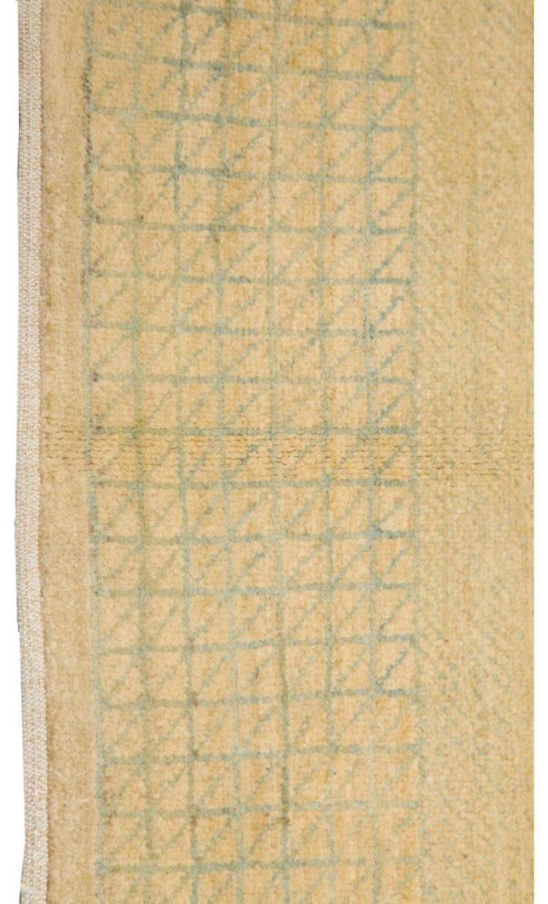 Minimalistischer blauer und cremefarbener persischer „Rain“-Wollteppich, 6' x 9' im Angebot 3