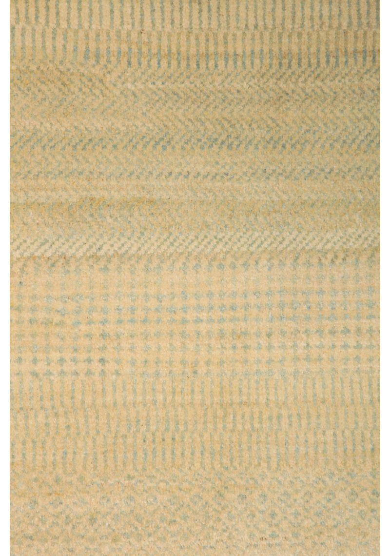 Minimalistischer blauer und cremefarbener persischer „Rain“-Wollteppich, 6' x 9' (Pflanzlich gefärbt) im Angebot