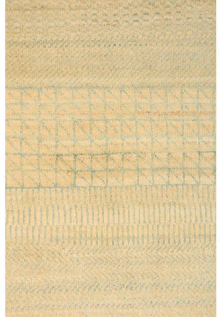 Minimalistischer blauer und cremefarbener persischer „Rain“-Wollteppich, 6' x 9' im Zustand „Neu“ im Angebot in New York, NY