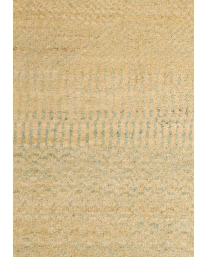 Minimalistischer blauer und cremefarbener persischer „Rain“-Wollteppich, 6' x 9' (Wolle) im Angebot