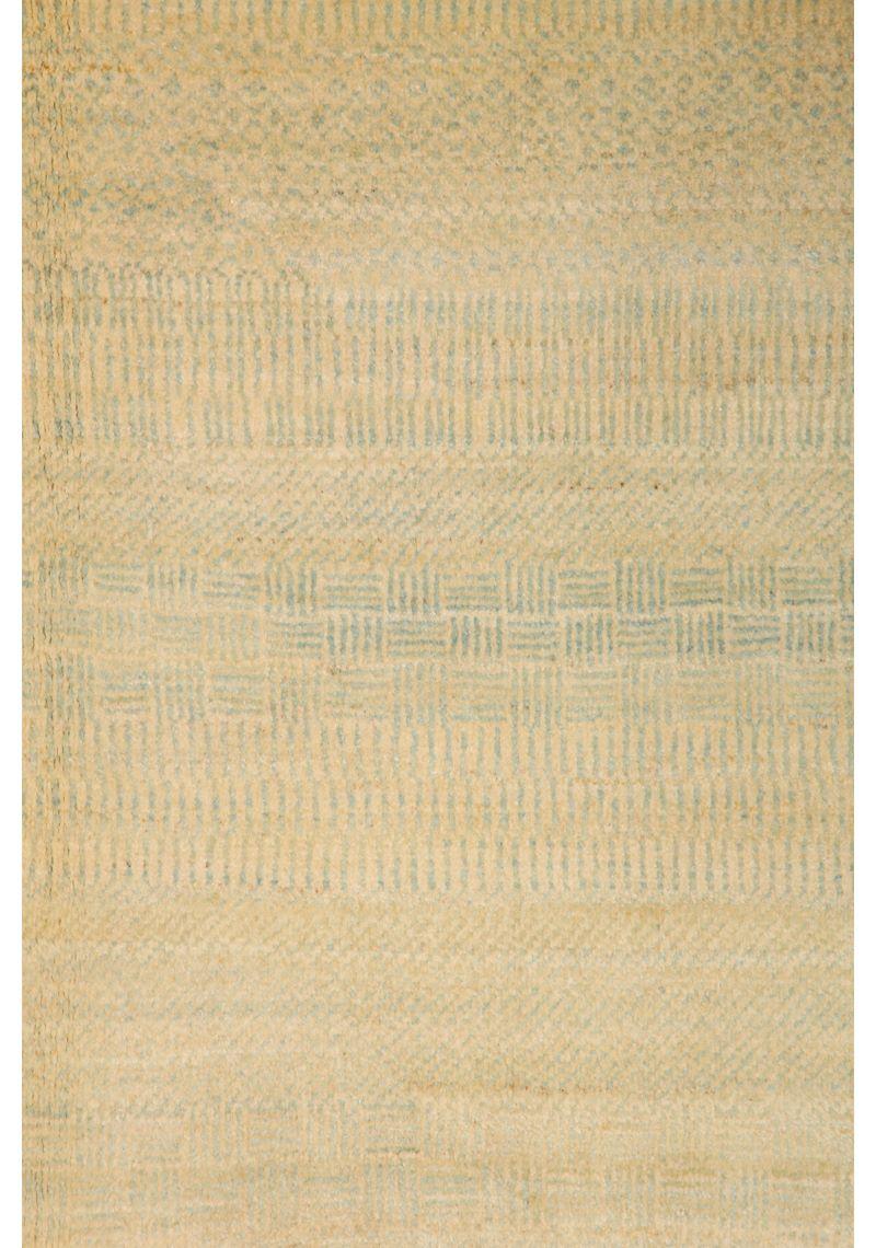 Minimalistischer blauer und cremefarbener persischer „Rain“-Wollteppich, 6' x 9' im Angebot 1