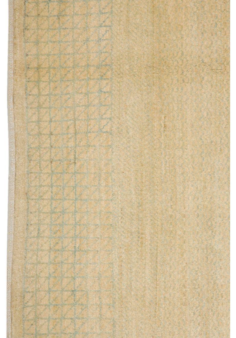 Minimalistischer blauer und cremefarbener persischer „Rain“-Wollteppich, 6' x 9' im Angebot 2