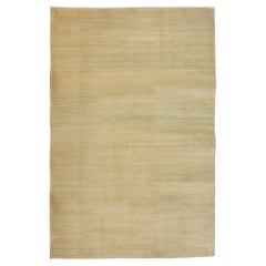 Minimalist Blue and Cream "Rain" Wool Persian Carpet, 6' x 9'