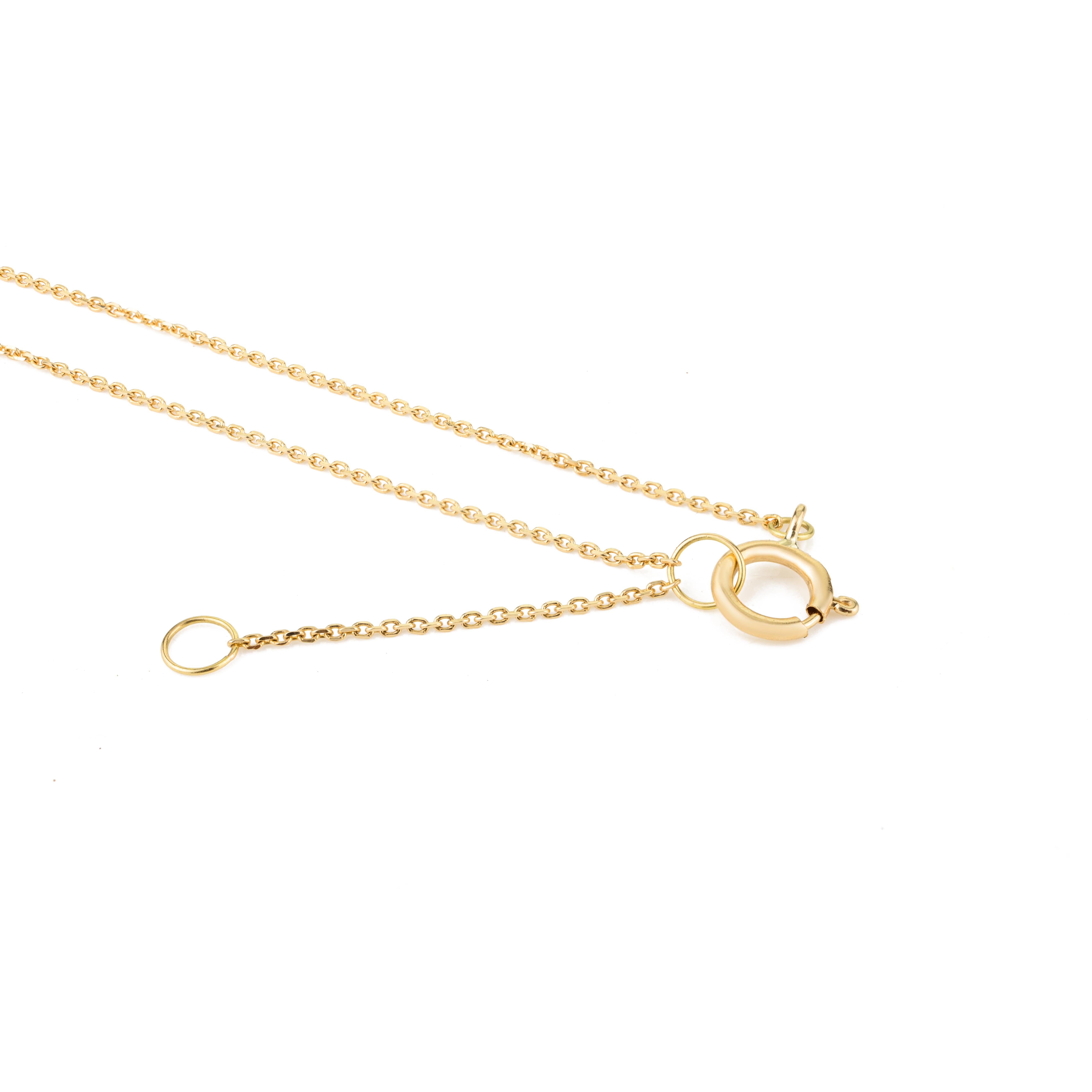 Women's Minimalist Blue Sapphire Charm Necklace Crafted in 18k Yellow Gold for Her For Sale