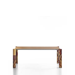 Mesa Minimalista Botanika Aluminio Extensible Oro con Estampado Floral